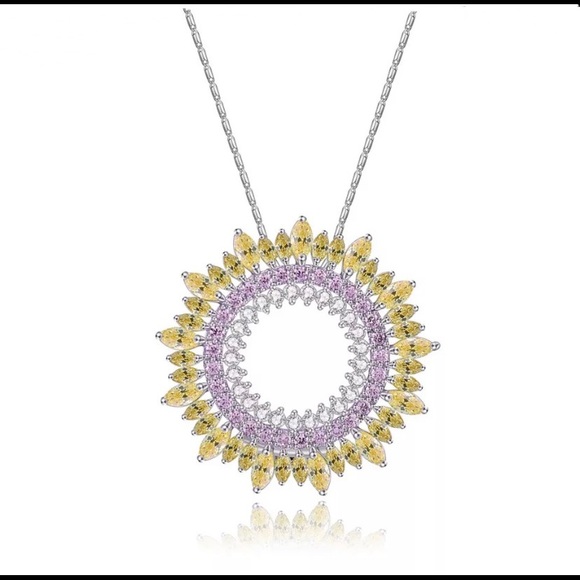 Jewelry - Multi Color Sunburst Cubic Zirconia Necklace